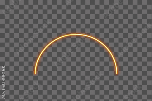 Semicircle arc with radiant fiery neon illumination isolated transparent background PNG