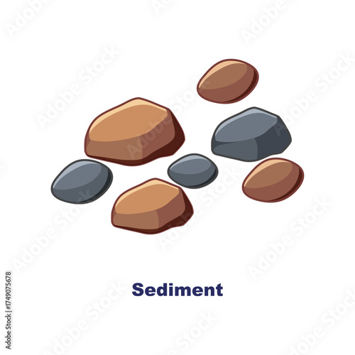 A detailed vector illustration of a pile of sedimentary rocks and stones, showcasing geological sediment