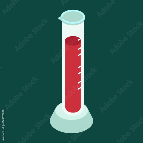 Graduated Cylinder Icon Filled with Blood Science Lab Equipment Illustration