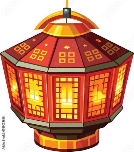 Lunar Digital Innovation red lantern with tech patterns for smart decoration displays and digital ambiance