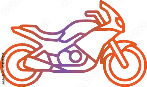 Motorcycle line art isolated on white background