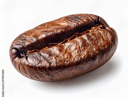 Roasted Coffee Beans Isolated on White Background Closeup with Rich Brown Color and Aroma