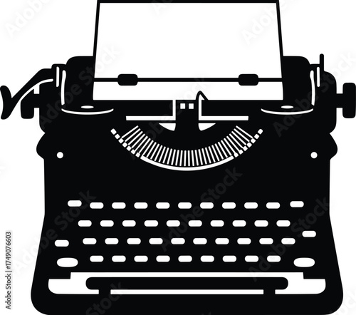 vintage typewriter with paper sheet inserted silhouette