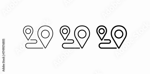 route map pins icon sign vector