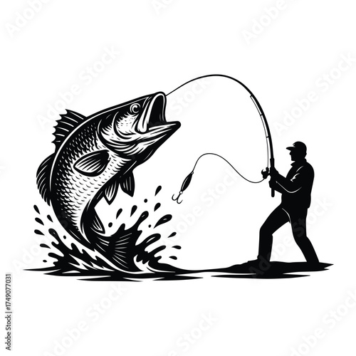 Illustration of largemouth bass fish