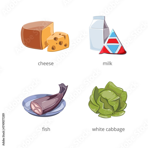 Healthy Dairy Products, Fresh Vegetables, and Nutritious Fish For A Balanced Diet