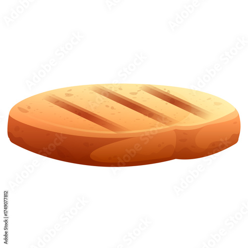 Flatbread with Grill Marks Isolated on White Background, Delicious Baked Food