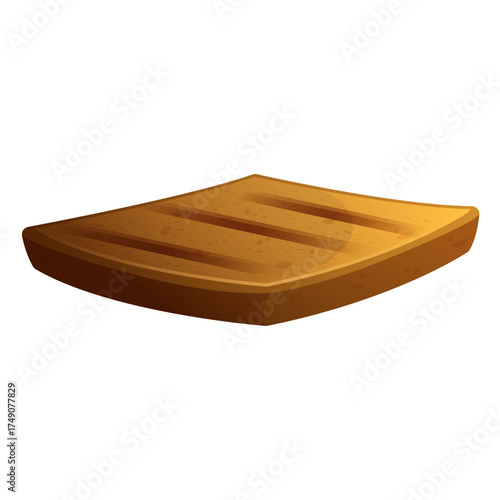 Brown grill marks on a square piece of food illustration, isolated on white