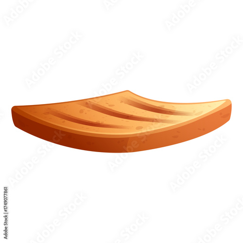 Illustration of a single slice of toasted bread with grill marks, isolated on white