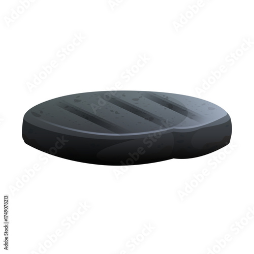 Round grill pan with horizontal lines on a white background