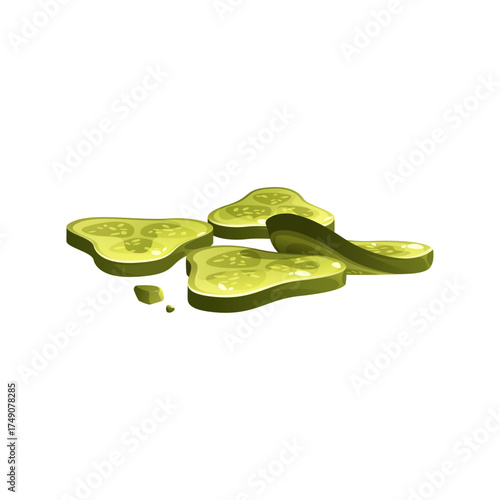 Sliced Dill Pickles on a White Background, Fresh and Crunchy Food Illustration