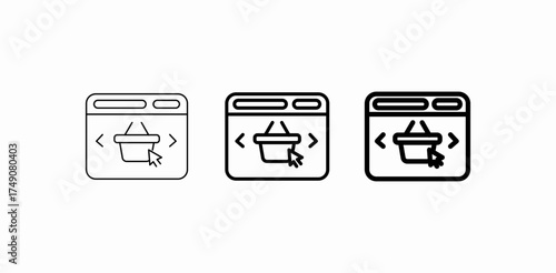 browser shopping cart icon sign vector
