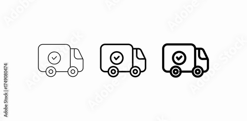 delivery truck checked icon sign vector