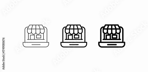 laptop digital shop icon sign vector