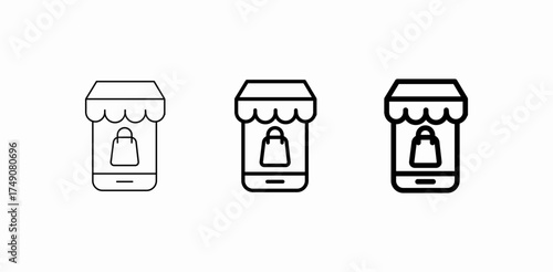 mobile online boutique icon sign vector