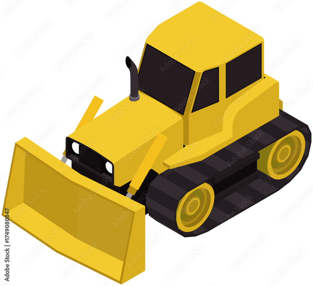 Naklejka premium Isometric Illustration of Bulldozer Construction Vehicle