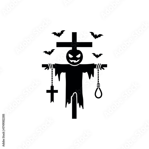 Scarecrow icon isolated on white background