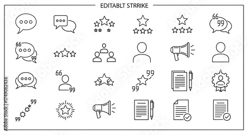Feedback and Review Icons - Customer Satisfaction and Communication.