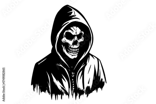 Hooded Skull Silhouette with Gothic Intensity