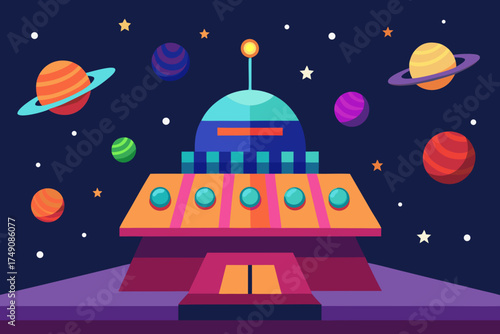 Cartoon galactic control center vector illustration