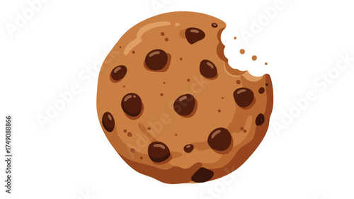 A delicious chocolate chip cookie with a bite taken out, showing its soft interior and rich chocolate chunks.