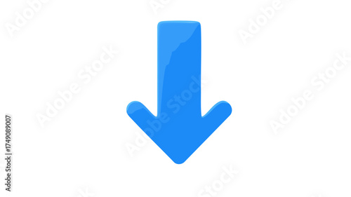 A vibrant blue downward arrow icon, representing direction, progress, and movement.