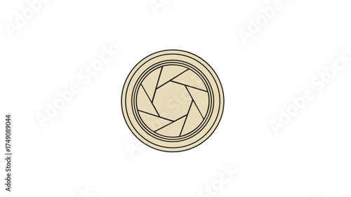A detailed illustration of a camera aperture, showcasing its intricate design and structure.