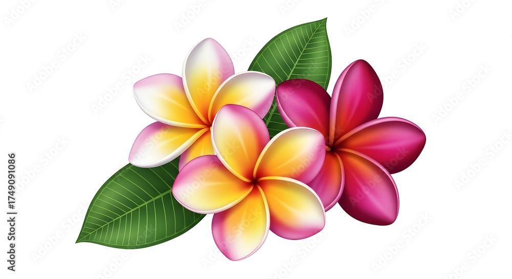 Naklejka premium Frangipani Flower Blossom Tropical Floral Bloom Plumeria Beauty Nature Exotic Fresh