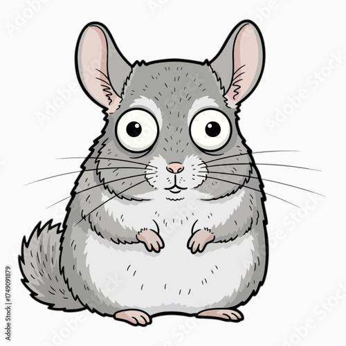 Cartoon chinchilla, kid book illustration, isolated on white background.