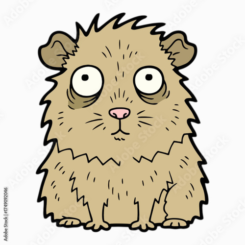 Cartoon guinea pig, kid book illustration, isolated on white background.