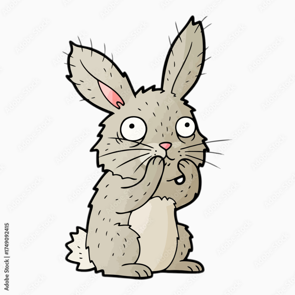 Fototapeta premium Cartoon rabbit, kid book illustration, isolated on white background.