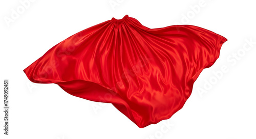 Red Silk Fabric Waving Shiny Satin Cloth Material Elegant Textile Smooth Flowing
