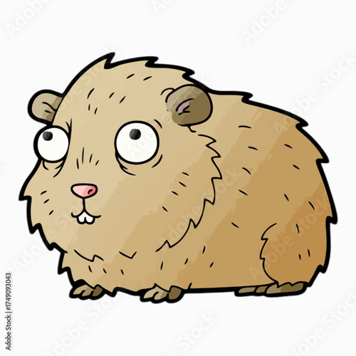 Cartoon guinea pig, kid book illustration, isolated on white background.