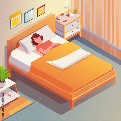 woman sleeping on bed with blanket and pillow