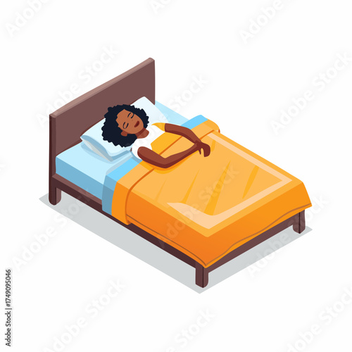woman sleeping on bed with blanket and pillow