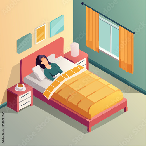 woman sleeping on bed with blanket and pillow