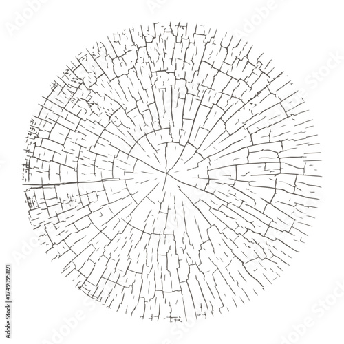 Cracked wooden log end texture