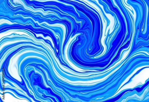 Abstract swirling blue and white paint texture, bright, peaceful