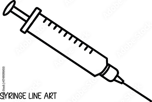 syringe outline vector, syringe black silhouette vector, syringe line art