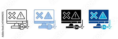 System Outage Icon Set Multiple Style Collection