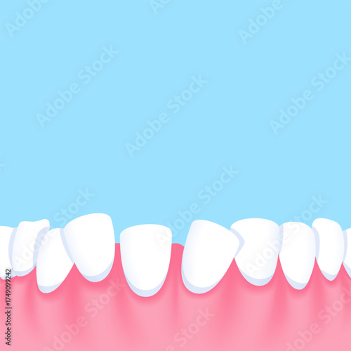 Lower teeth (Crooked) - Text box sign blank banner (square) illustration vector design. Dental care concept.