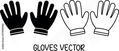work gloves silhouette vector, rubber hand gloves line art vector, gloves outline, gloves black icon, gloves symbol