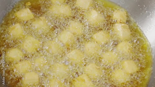 Deep-fried small tofu cubes