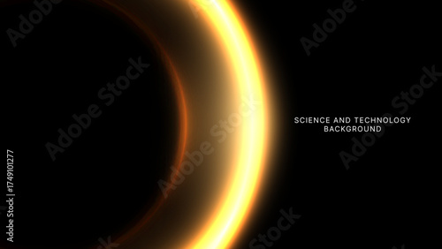 Glowing Solar Eclipse Gradient Background – Futuristic Science and Technology Banner with Light Ring Effect