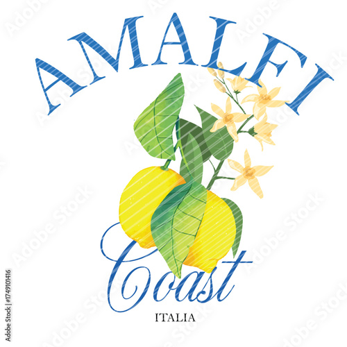 Description (Max 190 Chars)
Vintage watercolor graphic of Amalfi Coast lemons and blossoms, capturing Italian summer travel nostalgia. Perfect for Mediterranean apparel, retro posters, and destination