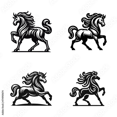 Horse Vector Icons: Silhouette Animal Illustrations