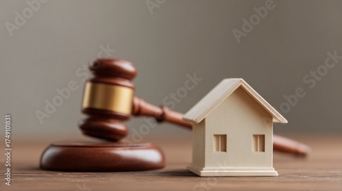 Professional Affordable Housing Legal Concept with Judge Gavel and House Model Modern Corporate Real Estate Law Content for Marketing and Social Media
