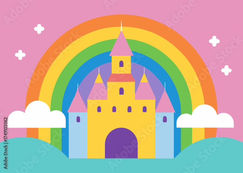 magical fantasy castle rainbow collage