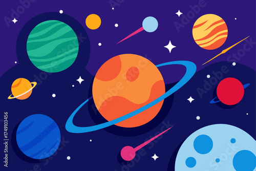 space planets stars collage