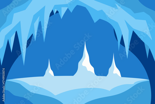 winter ice cave collage background